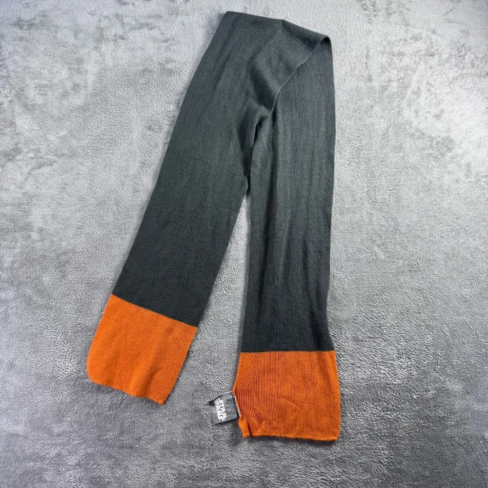Star Wars Lucasfilm Scarf Kids OSFM Orange Gray Lightweight Winter Knit 58 inch
